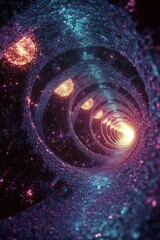 Wall Mural - abstract glowing spiral tunnel
