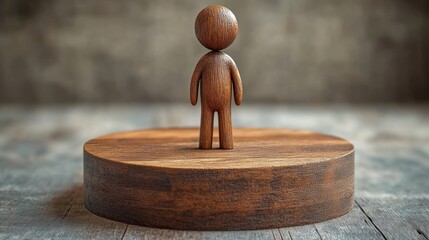 Wooden figurine on a pedestal.