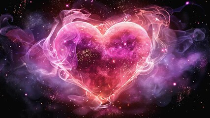 Poster - This colorful heart design surrounded by soft cosmic elements, creating a romantic atmosphere.