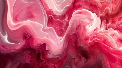Fototapete - A stunning display of flowing red and pink hues creates an abstract landscape perfect for celebrating love. The dynamic waves evoke feelings of romance, ideal for Valentine's Day.