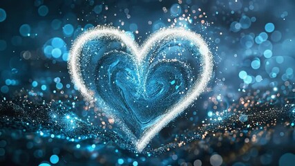 Aufkleber - This glowing heart with shimmering blue particles sets a romantic vibe for Valentines Day.
