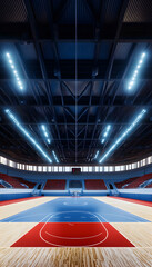 Wall Mural - Vast sports stadium under bright floodlights, ready for action