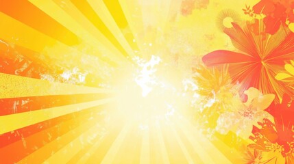 Summer Solstice abstract background. Featuring vibrant yellows, oranges, and reds. Celebrating sunlight, warmth, and the peak of summer. Perfect for summer-themed promotions and events