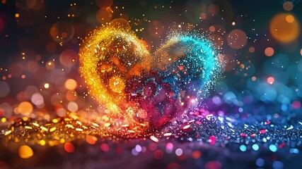 Poster - This vibrant heart shape made of sparkling particles sets a dreamy mood perfect for Valentines Day.