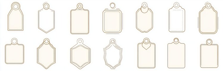 Sticker - A group of basic taupe frames with a double outline. A series of vertical blank templates for text decoration. Ideal for greeting or wedding frames. Ornamental beige frames. A set of Provence antique