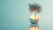 © Sarawut - A glowing tree sprouting from a broken egg, representing life and transformation, set against a serene light blue background.