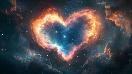 Wall Mural - A cosmic heart shape formed by swirling nebulae and stars in a deep space scene. celestia. illustration. Celestia. Illustration