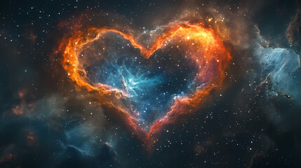 Wall Mural - A cosmic heart shape formed by swirling nebulae and stars in a deep space scene. celestia. illustration. Celestia. Illustration