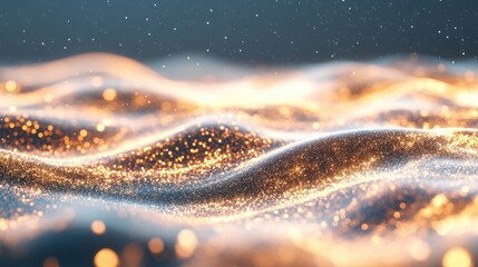 Wall Mural - flowing waves of golden hues ripple gently, creating an enchanting visual experience enhanced by del