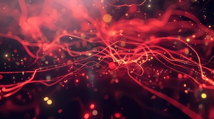 Wall Mural - Data background of wires and glowing particles. Based on