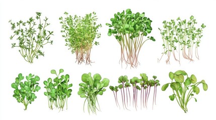 Poster - A collection of various fresh herbs, including parsley and other greens commonly used in culinary dishes for their nutritional benefits.