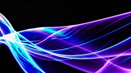 Poster - Abstract neon light waves on dark background