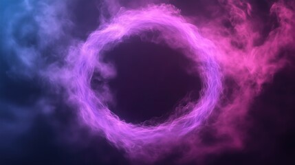Glowing Plasma Ring Against Dark Background in Vivid Purple and Pink Hues Showcasing 3D Animation and Mystical Energy Vibes
