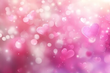 Canvas Print - Pink Hearts Floating in a Soft Bokeh Background