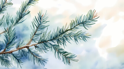 watercolor painting pine tree