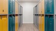 © AtomMaya - Modern Lockers in Bright Colors Inside a Spacious Hallway