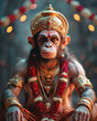 © Iuliia - Close up of a vibrant illustration of Monkey Hanuman Yanti god, exuding energy and color
