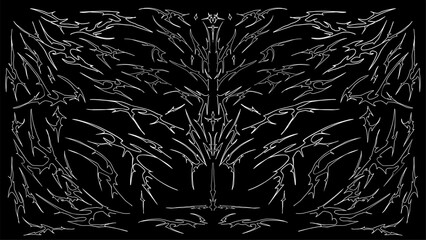 gothic symmetrical abstract sharp vector ornamental lines patterns, ideal for dark-themed designs an