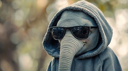 Elephant in Hoodie and Sunglasses