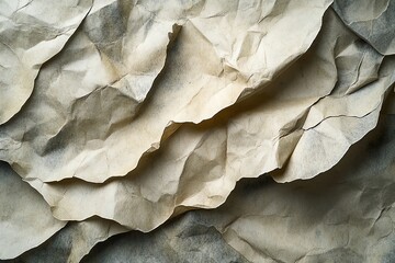 Close-up of a crumpled brown paper texture with a rough and uneven surface.