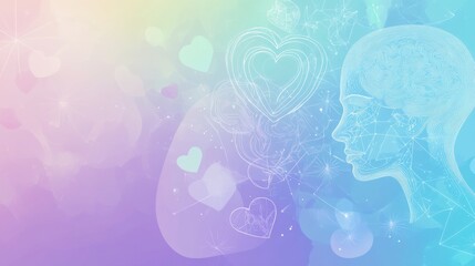 Wall Mural - world mental health day abstract background. featuring calming blues, purples, and whites. highlight