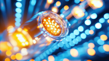 Wall Mural - glowing led lights create vibrant, energetic atmosphere in this macro shot