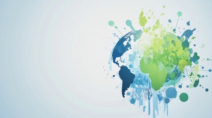 Wall Mural - world population day abstract background. featuring calming blues, greens, and grays. highlighting p