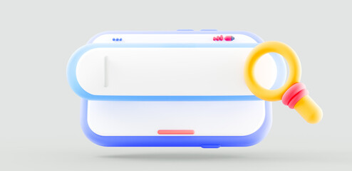 Wall Mural - 3d smartphone search bar background. mobile phone with search bar . web interface, mobile applicatio