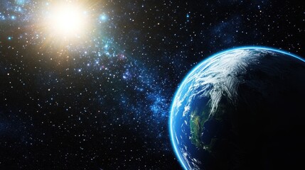 Wall Mural - earth and stars in the vast universe