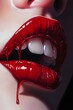 © HellvaSlickCreations - close-up of ruby vampire inspired lips, glossy lips,