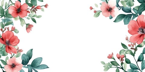 white background with a red and green flower border. the flowers are in the center of the image