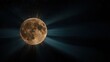 © Kan - Ethereal beams of light radiating from a glowing moon, stars forming a serene celestial mosaic