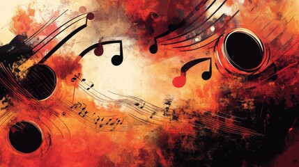 Wall Mural - world rhythms day abstract background. featuring rich reds, browns, and blacks. highlighting music, 