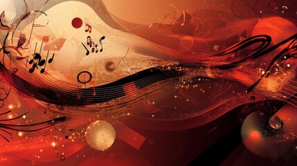 Wall Mural - world rhythms day abstract background. featuring rich reds, browns, and blacks. highlighting music, 