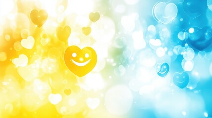 Wall Mural - world smile day abstract background. featuring bright yellows, oranges, and whites. highlighting hap
