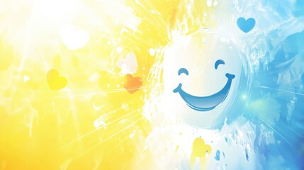 Wall Mural - world smile day abstract background. featuring bright yellows, oranges, and whites. highlighting hap