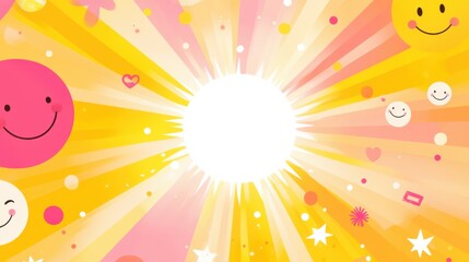 Wall Mural - world smile day abstract background. featuring bright yellows, pinks, and whites. highlighting happi