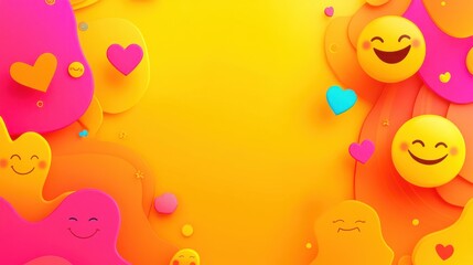 Wall Mural - world smile day abstract background. featuring cheerful yellows, pinks, and oranges. highlighting po