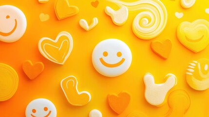 Wall Mural - world smile day abstract background. featuring cheerful yellows, whites, and oranges. highlighting h