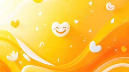 Wall Mural - world smile day abstract background. featuring cheerful yellows, whites, and oranges. highlighting h