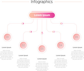 Wall Mural - Colorful Vector infographic label design with circle infographic template design and 5 options or steps. Can be used for process diagram, presentations, workflow layout, banner, flow chart, info.