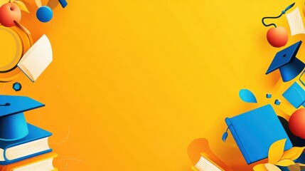 Wall Mural - world teacher's day abstract background. featuring bright yellows, oranges, and blues. highlighting 