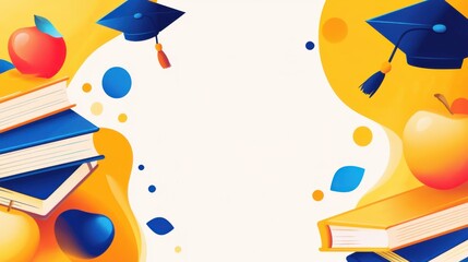 Wall Mural - world teacher's day abstract background. featuring bright yellows, oranges, and blues. highlighting 