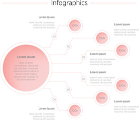 Wall Mural - Modern Vector infographic label design with circle infographic template design and 6 options or steps. Can be used for process diagram, presentations, workflow layout, banner, flow chart, info graph.