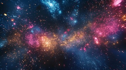 Wall Mural - cosmic nebula sparkling lights displaying vivid colors
