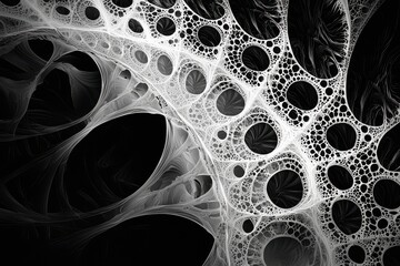Wall Mural - Abstract swirl patterns in white on a black backdrop.