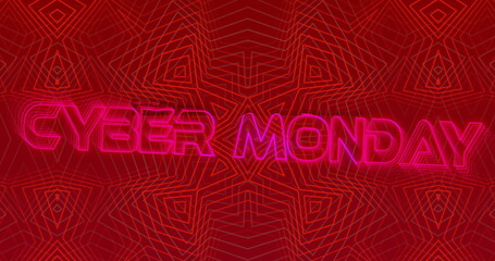 Wall Mural - Image of cyber monday text over shapes on red background