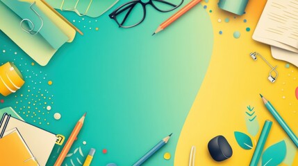 Wall Mural - world teachers� day abstract background. featuring soft blues, greens, and whites. honoring educatio