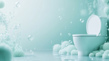 Wall Mural - world toilet day abstract background. featuring clean whites, light blues, and greens. highlighting 
