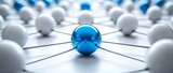Blue Sphere Connected to Network of White Spheres Representing Connectivity and Networking Concept